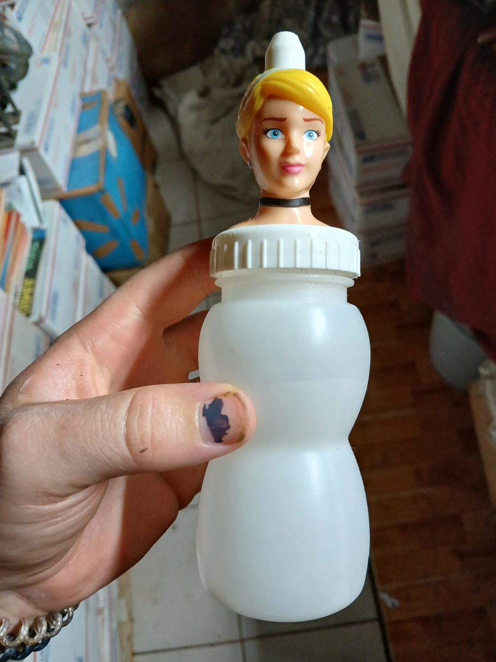 Cinderella character topper from a Good2Grow juice bottle